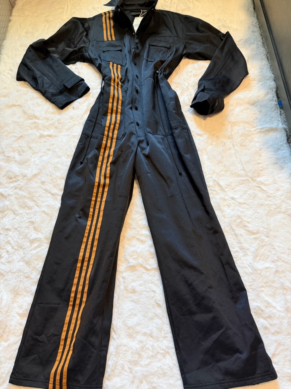 NWT Adidas x Ivy Park 3-Stripes Jumpsuit | Black/Mesa, Unisex L - Picture 2 of 8